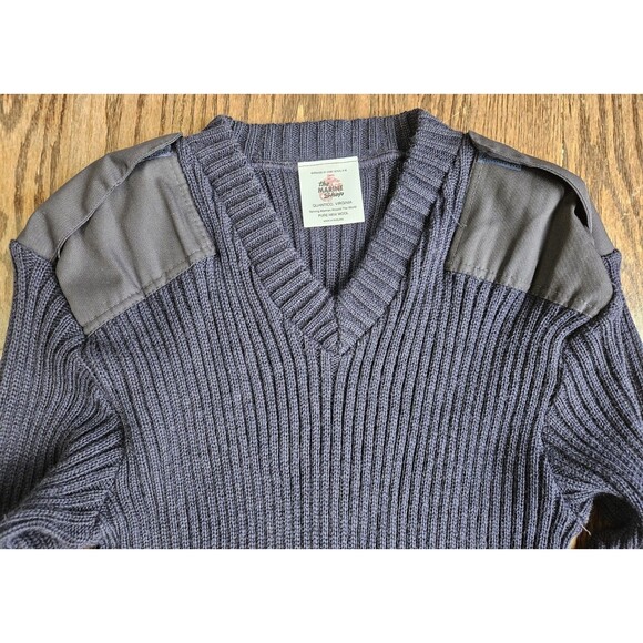 NWT The Marine Shop USMC Blue Wool Knit Sweater Wooly-P Long Sleeve Size 48 - Picture 4 of 14